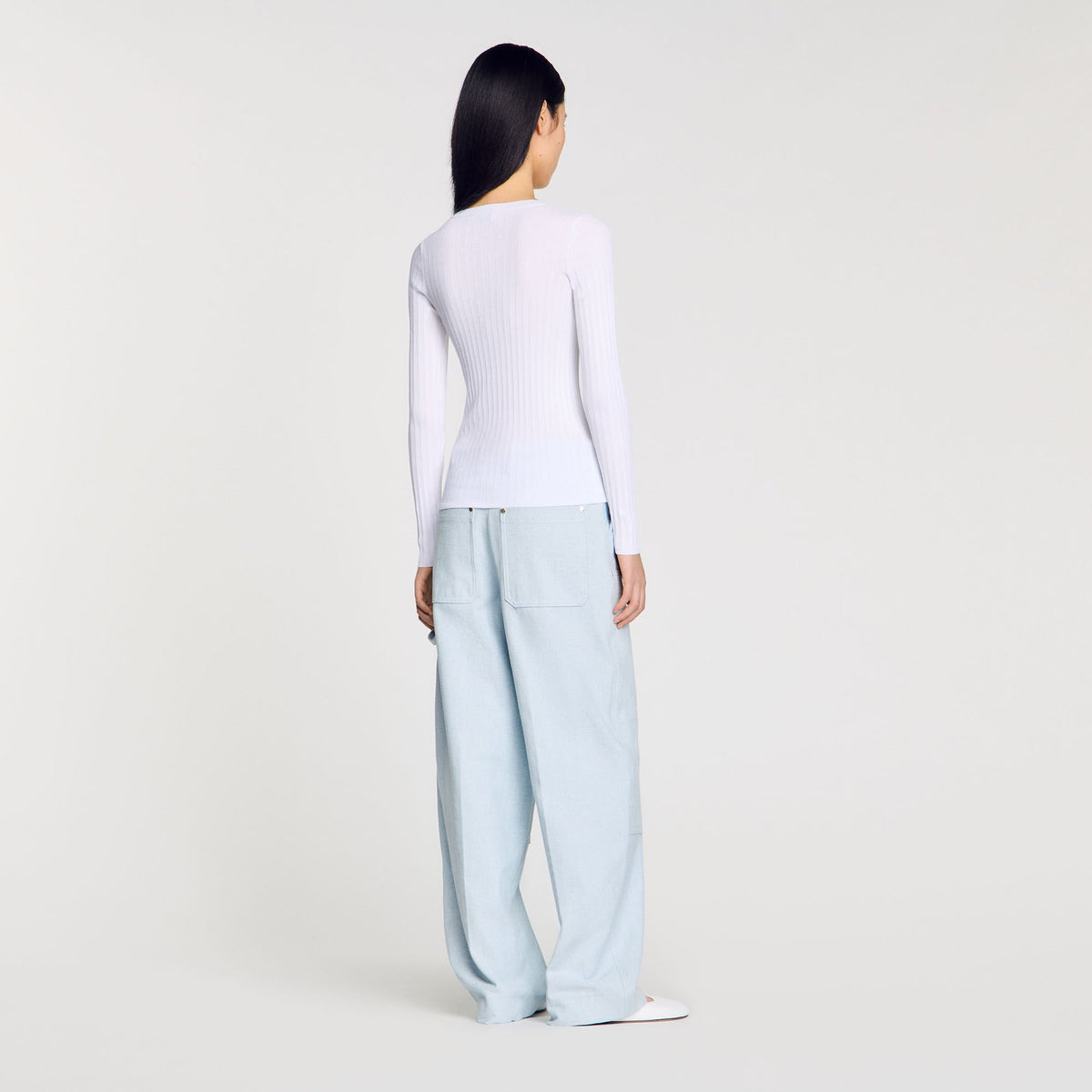 Sandro Ribbed sweater with Tunisian collar