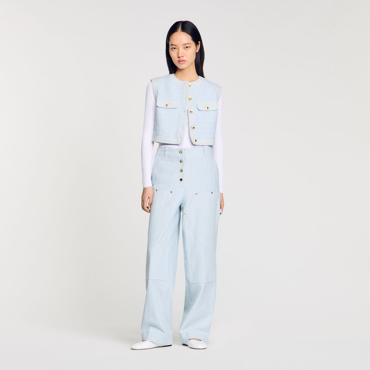 Sandro Ribbed sweater with Tunisian collar