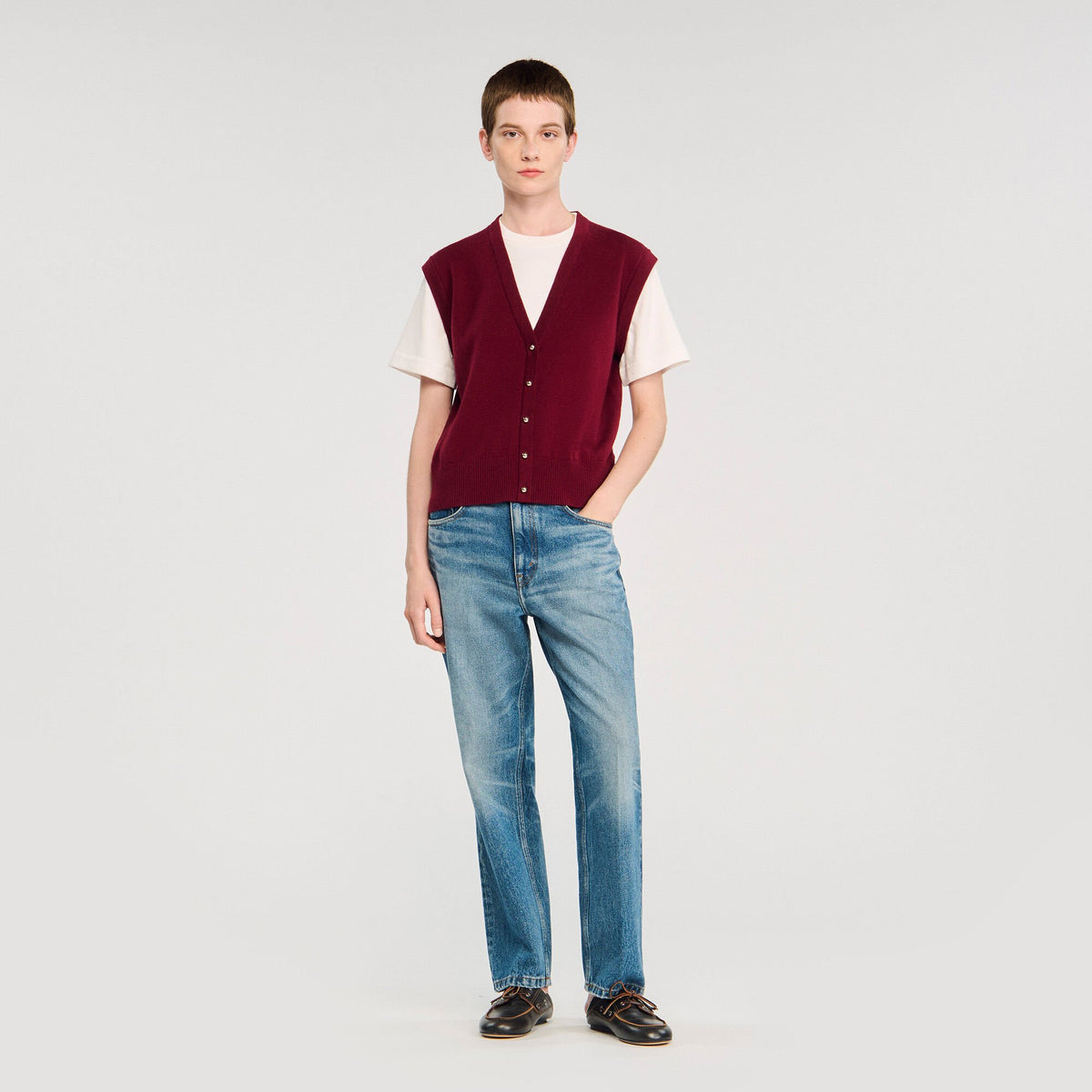 Sandro Two-tone wool and cashmere sweater