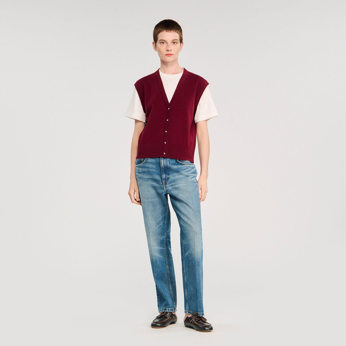 Sandro Two-tone wool and cashmere sweater