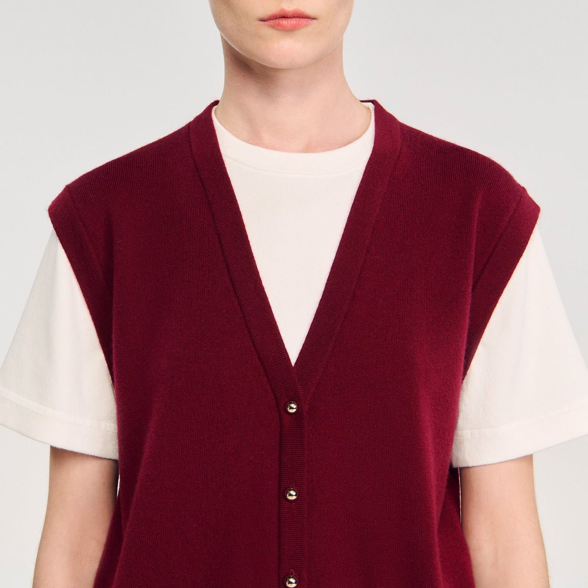 Sandro Two-tone wool and cashmere sweater