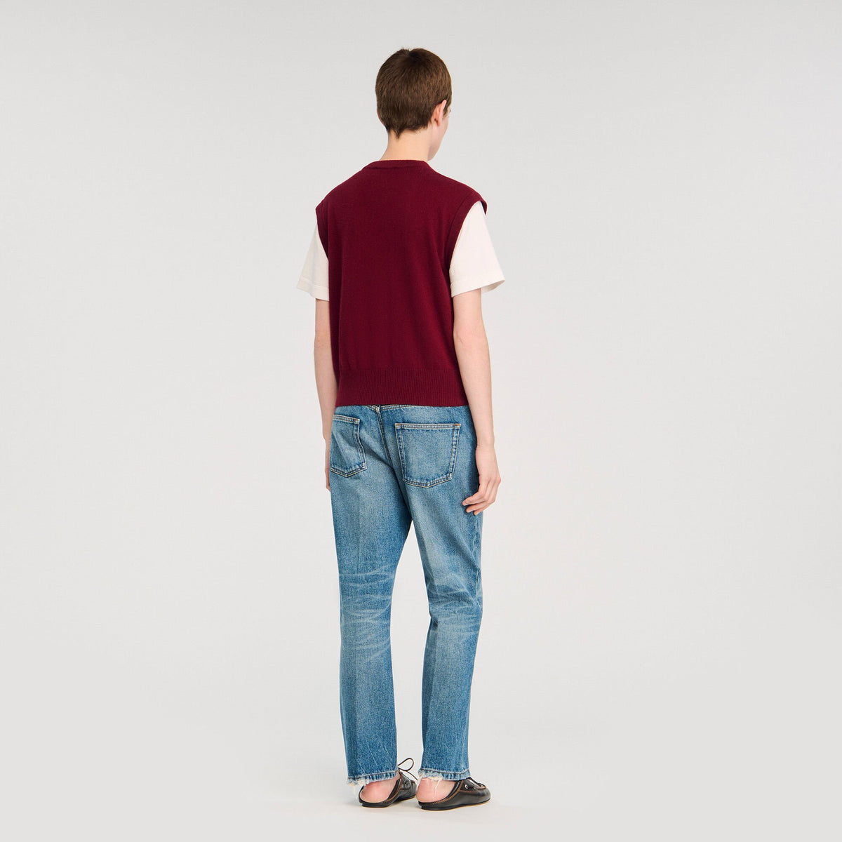 Sandro Two-tone wool and cashmere sweater