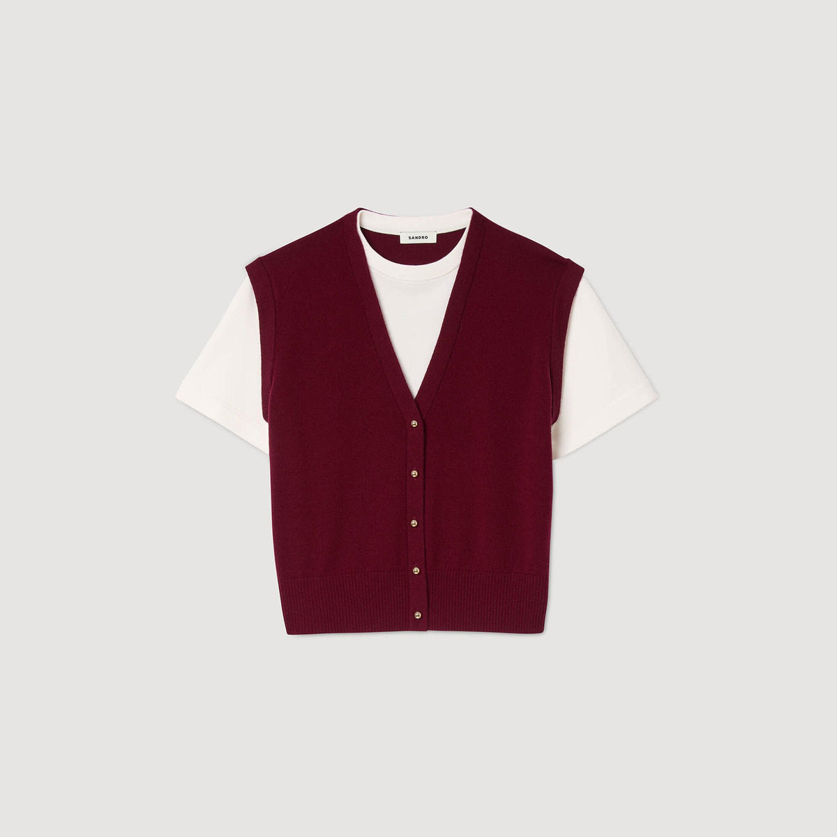 Sandro Two-tone wool and cashmere sweater