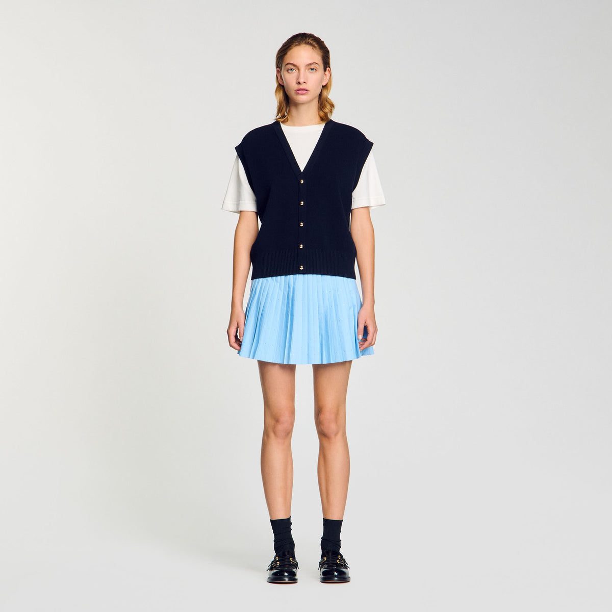 Sandro Two-tone wool and cashmere sweater