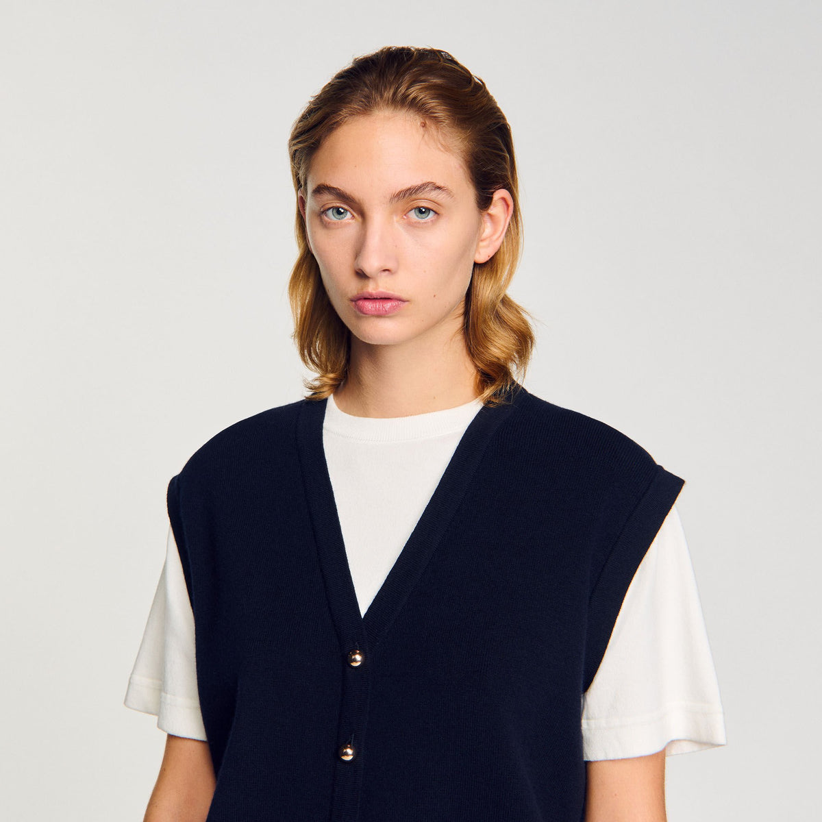Sandro Two-tone wool and cashmere sweater