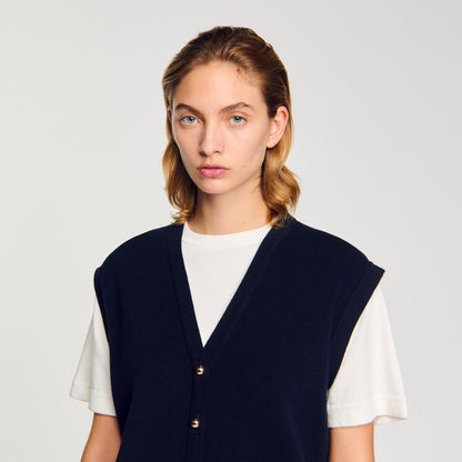 Sandro Two-tone wool and cashmere sweater