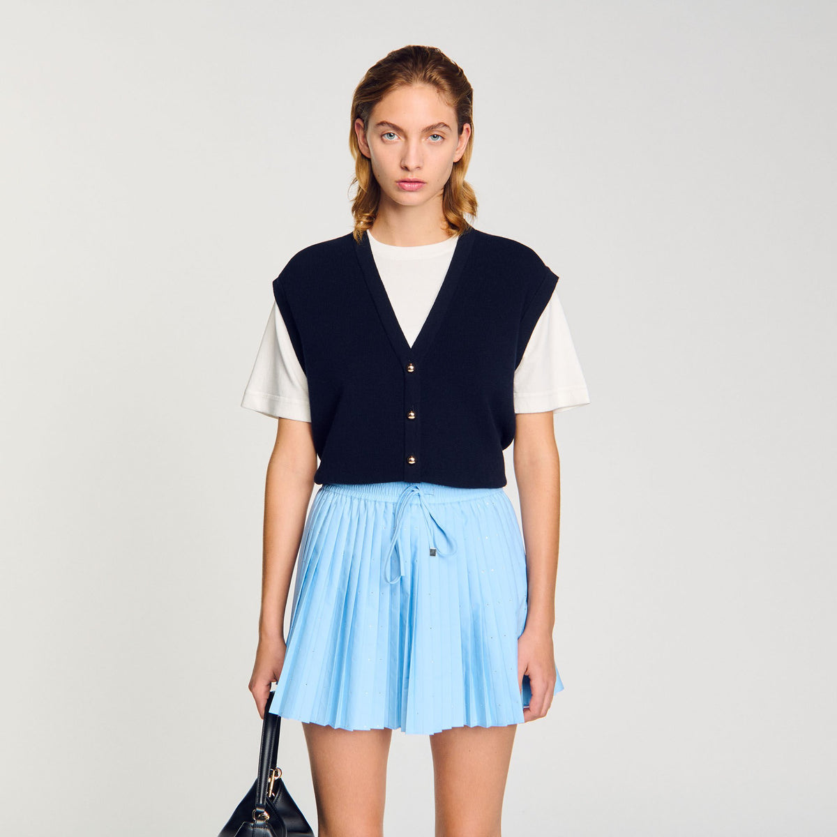 Sandro Two-tone wool and cashmere sweater
