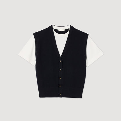 Sandro Two-tone wool and cashmere sweater