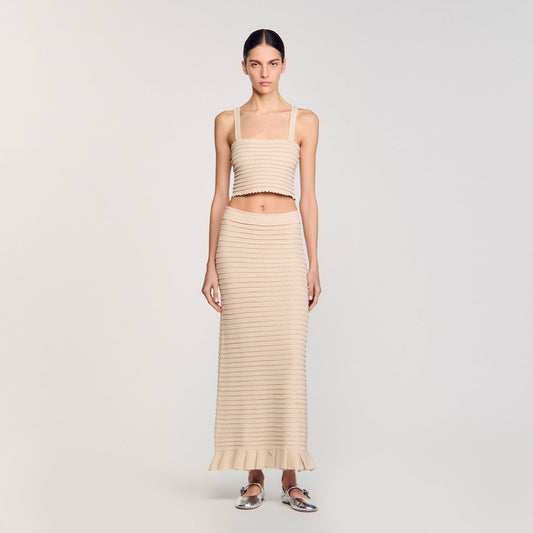 Sandro Rhinestone knit crop top