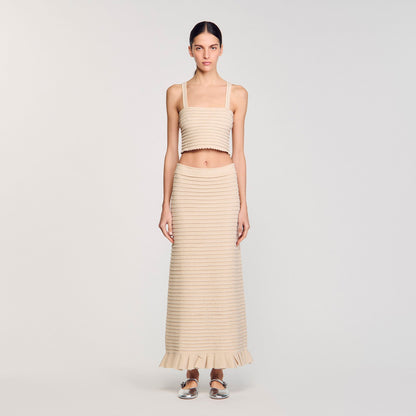 Sandro Rhinestone knit crop top