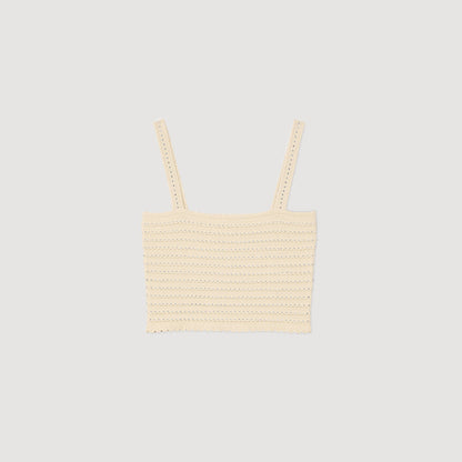 Sandro Rhinestone knit crop top