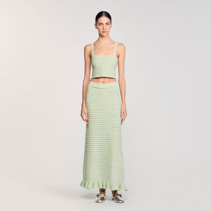 Sandro Rhinestone knit crop top