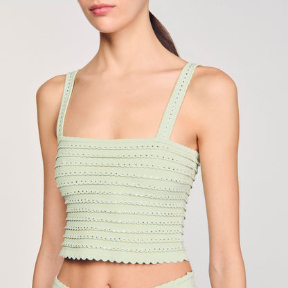Sandro Rhinestone knit crop top