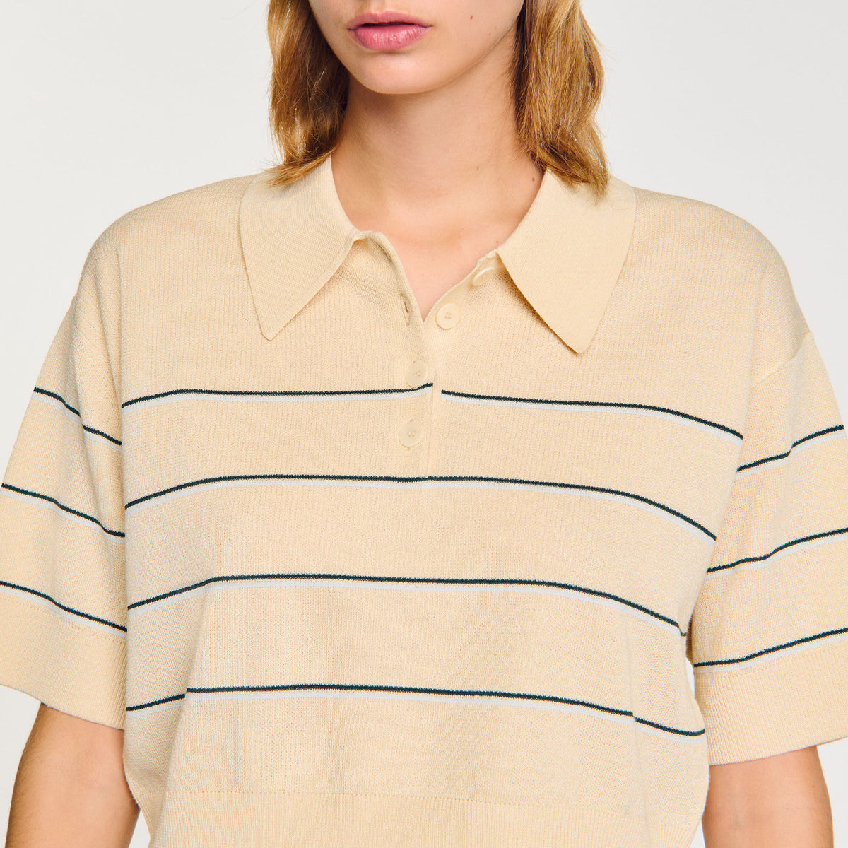 Sandro Cropped striped knitted sweater