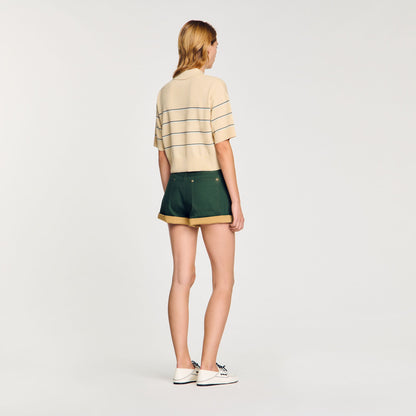 Sandro Cropped striped knitted sweater
