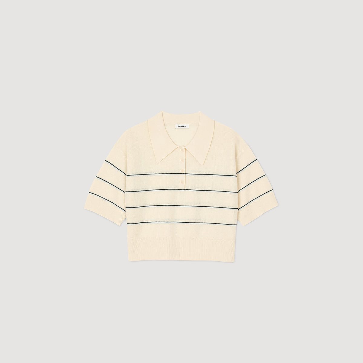 Sandro Cropped striped knitted sweater