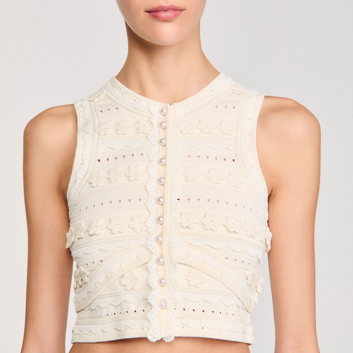 Sandro Crochet detail sweater