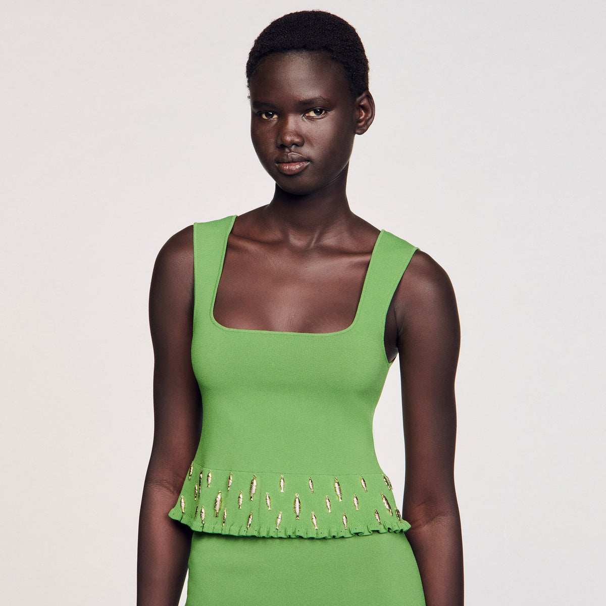 Sandro Knit top with charms