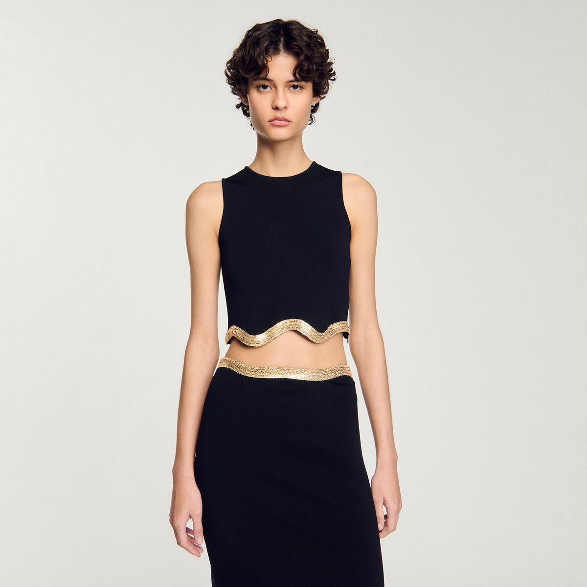 Sandro Cropped top with chain detail