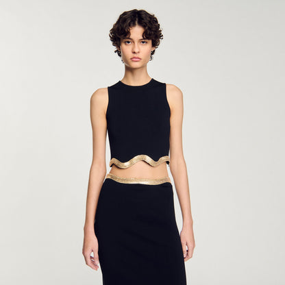 Sandro Cropped top with chain detail
