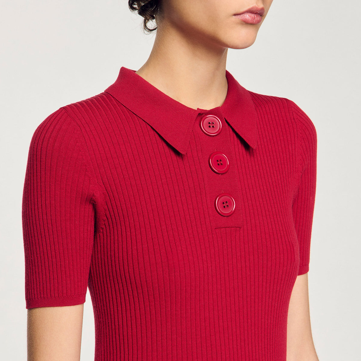 Sandro Rib knit polo shirt