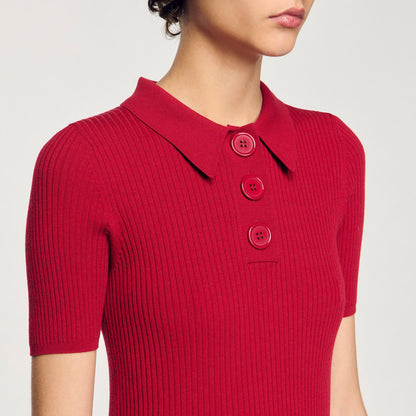 Sandro Rib knit polo shirt