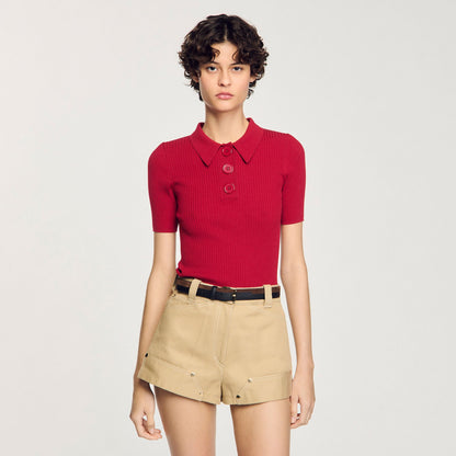 Sandro Rib knit polo shirt
