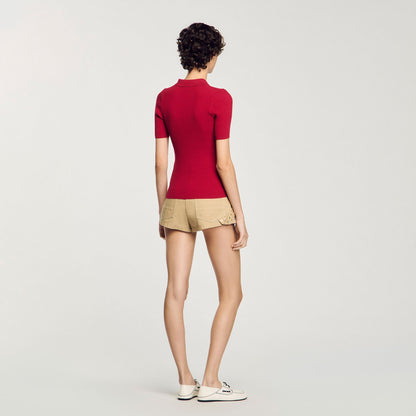 Sandro Rib knit polo shirt