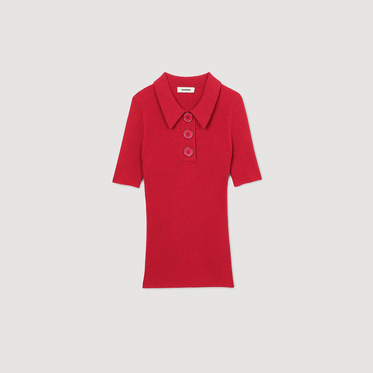 Sandro Rib knit polo shirt