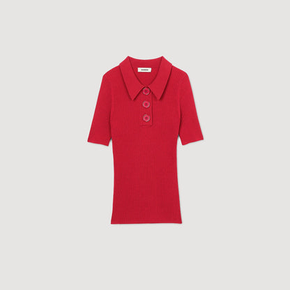 Sandro Rib knit polo shirt