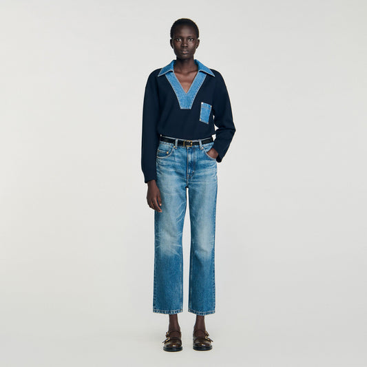 Sandro Sweater with denim details