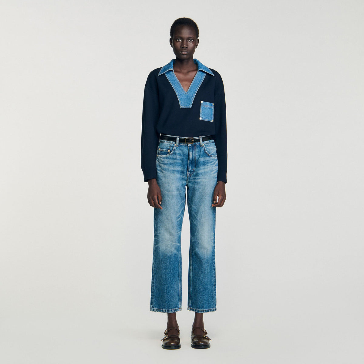 Sandro Sweater with denim details
