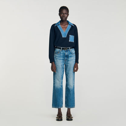 Sandro Sweater with denim details