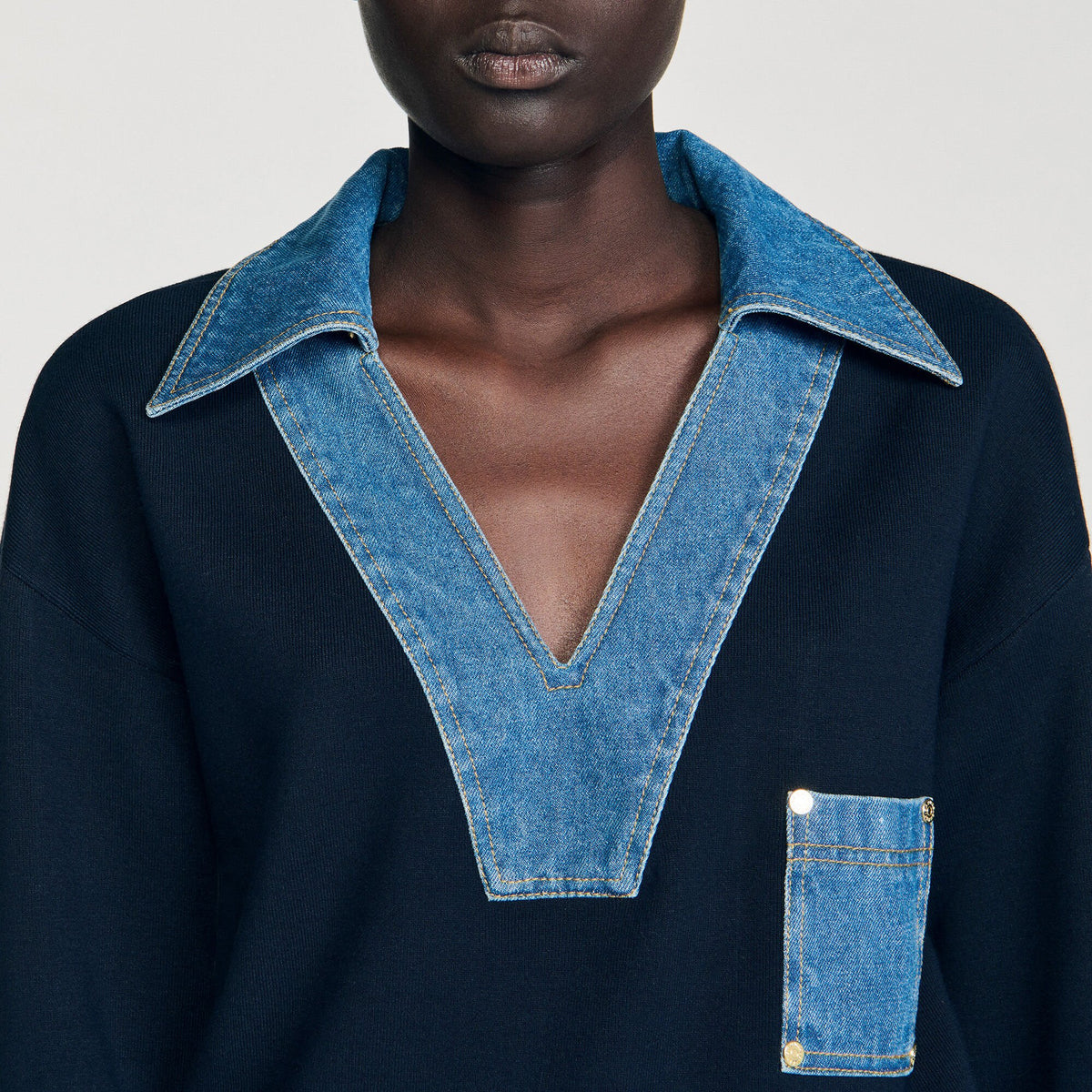 Sandro Sweater with denim details