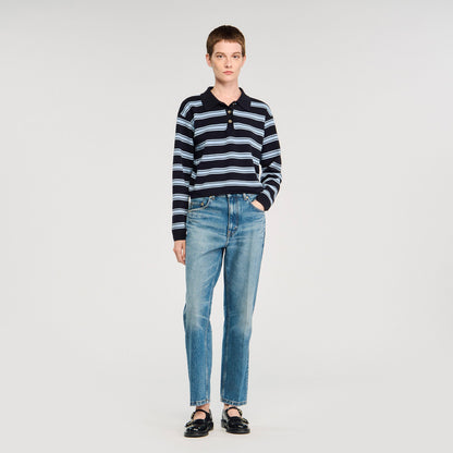 Sandro Striped polo sweater