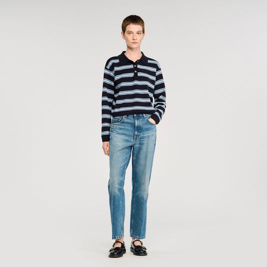 Sandro Striped polo sweater