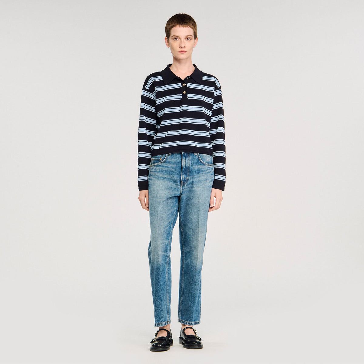 Sandro Striped polo sweater