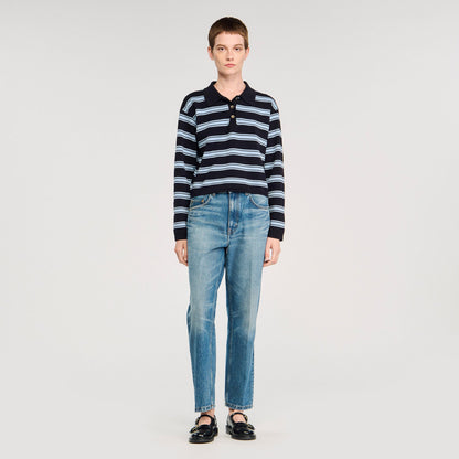 Sandro Striped polo sweater
