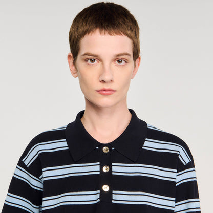 Sandro Striped polo sweater