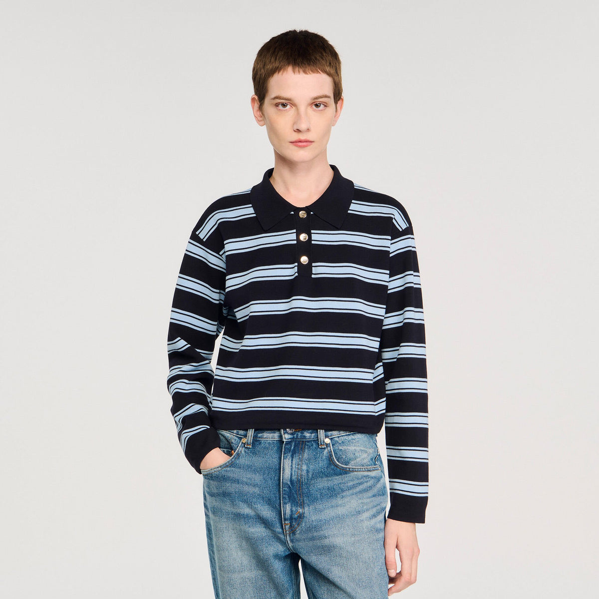 Sandro Striped polo sweater
