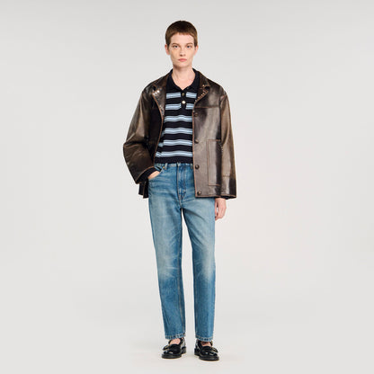 Sandro Striped polo sweater