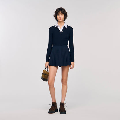 Sandro Cable knit polo sweater