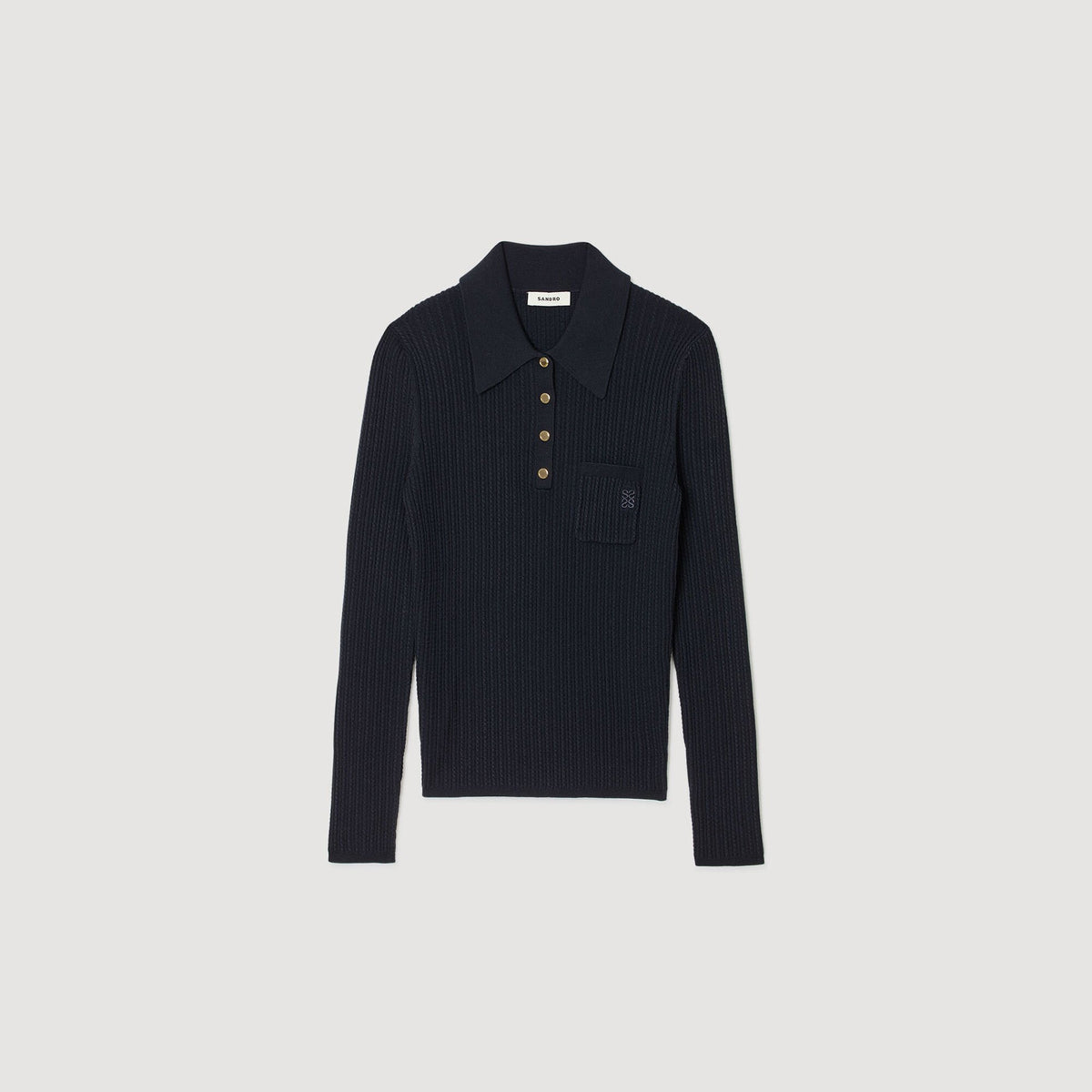 Sandro Cable knit polo sweater