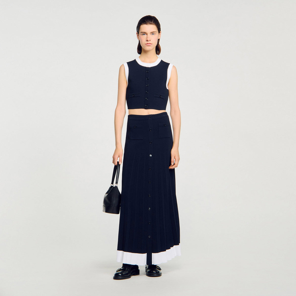 Sandro Two-tone cropped cardigan