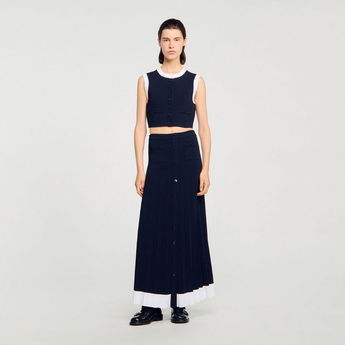 Sandro Two-tone cropped cardigan