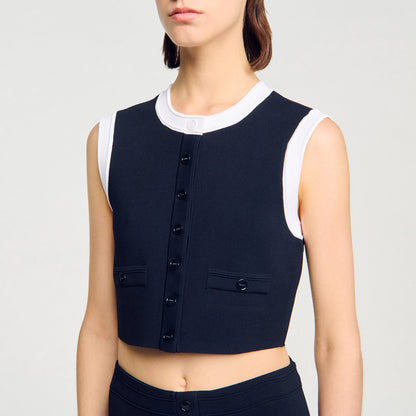 Sandro Two-tone cropped cardigan