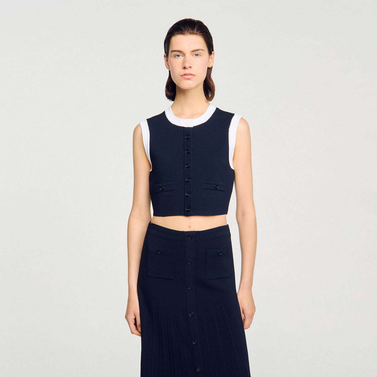 Sandro Two-tone cropped cardigan