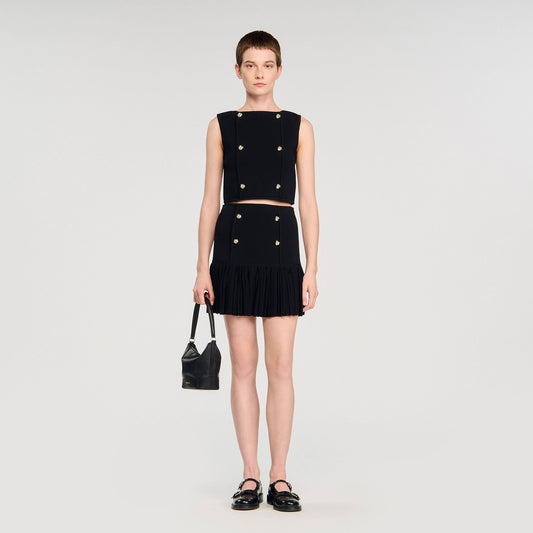 Sandro Button detail cropped knit top