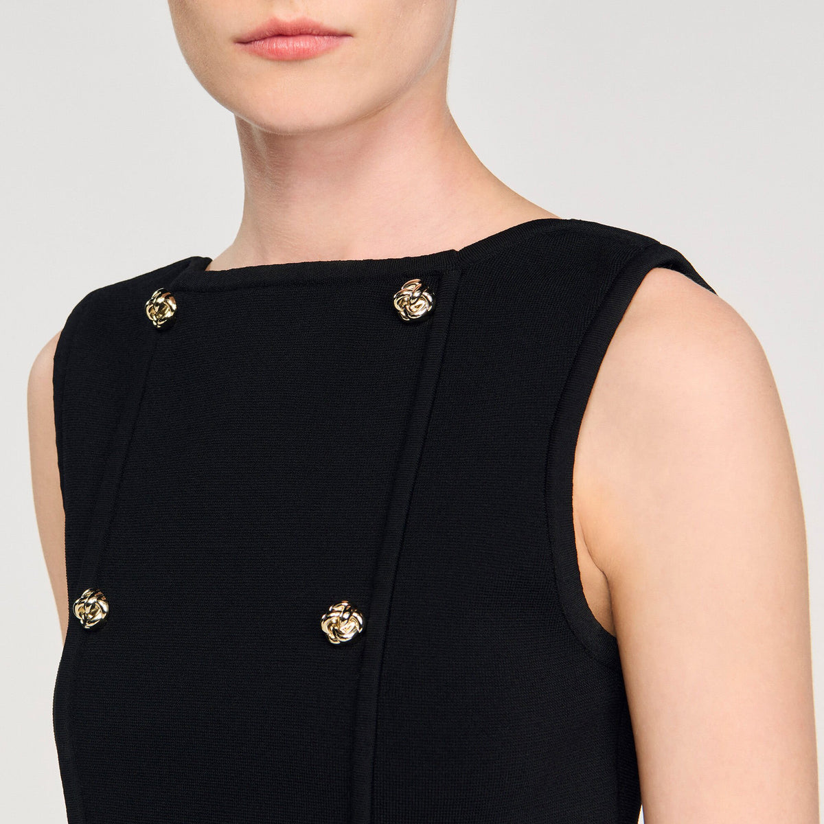 Sandro Button detail cropped knit top
