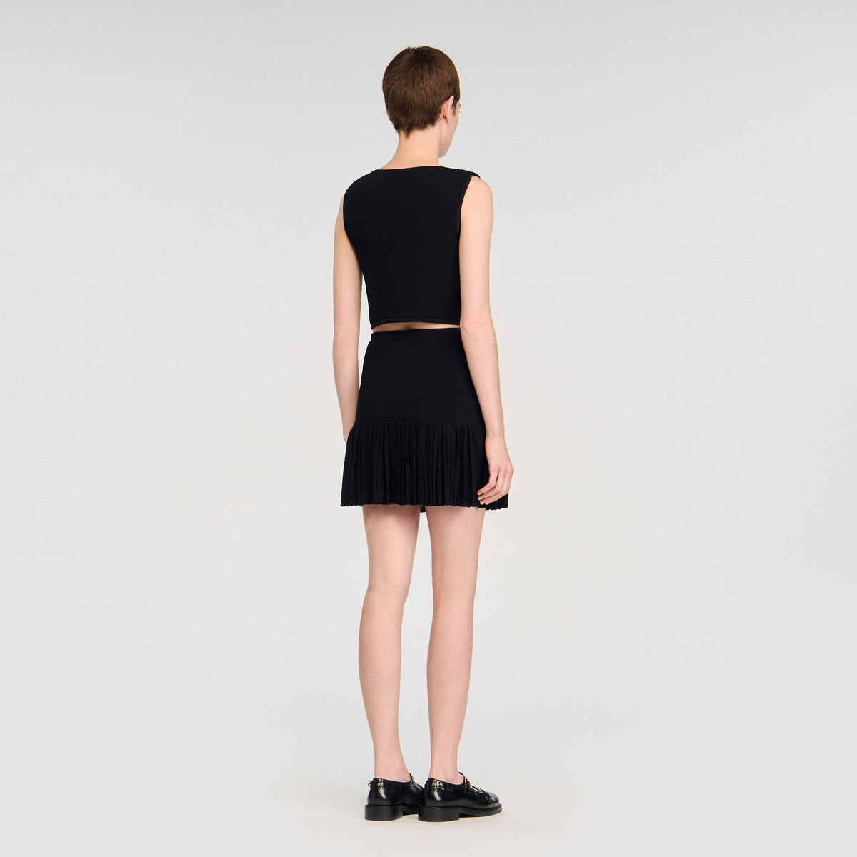 Sandro Button detail cropped knit top